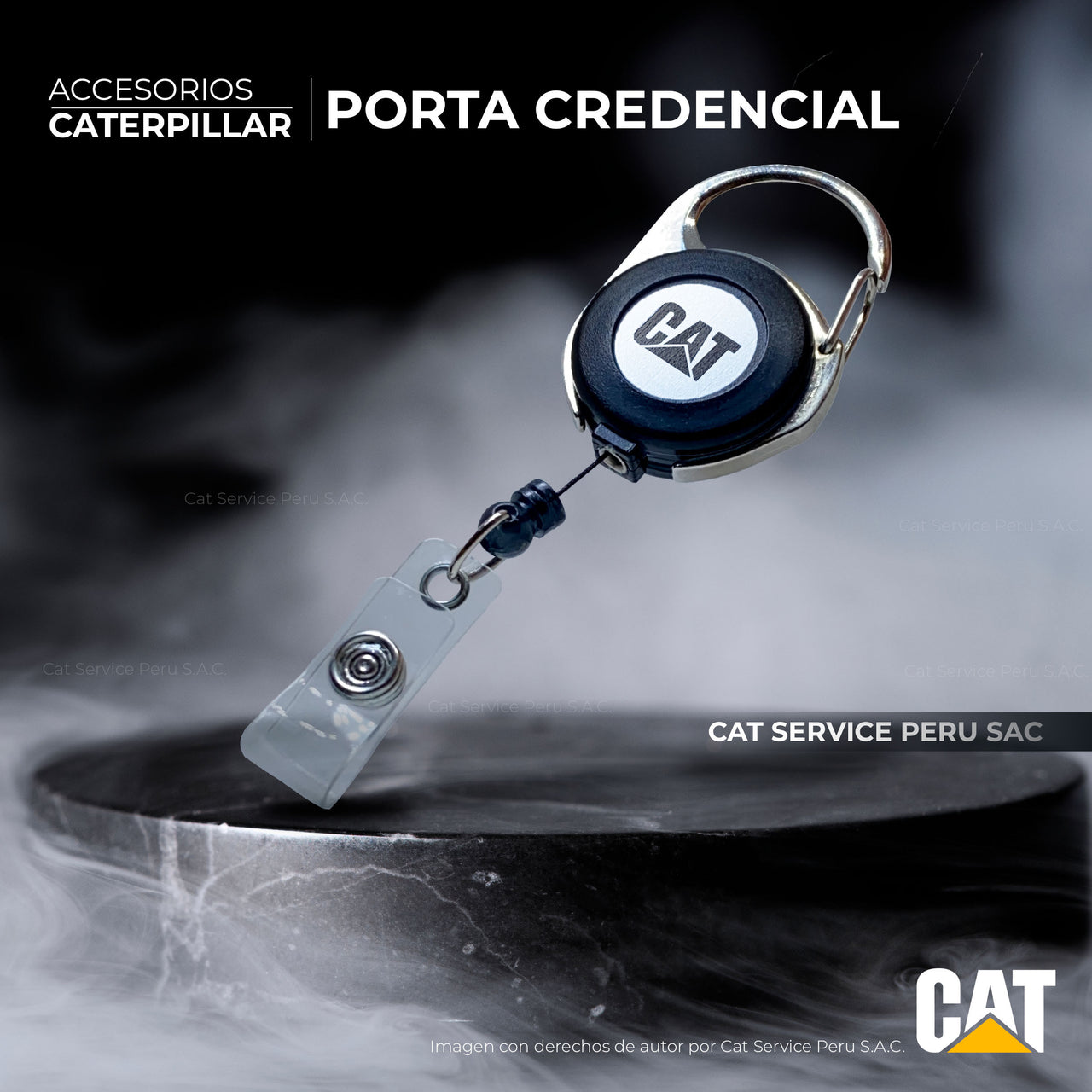 CT1292 Porta Credencial Retráctil con Gancho Caterpillar