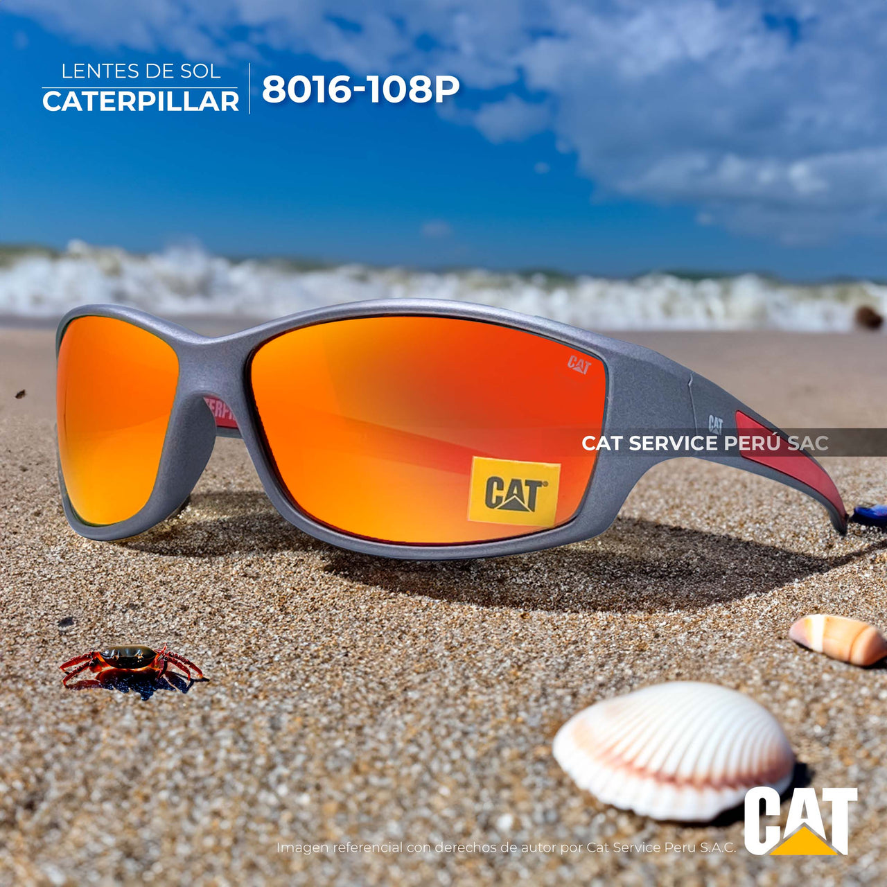 कैट सीपीएस-8016-108पी पोलराइज्ड रेड मून्स धूप का चश्मा 