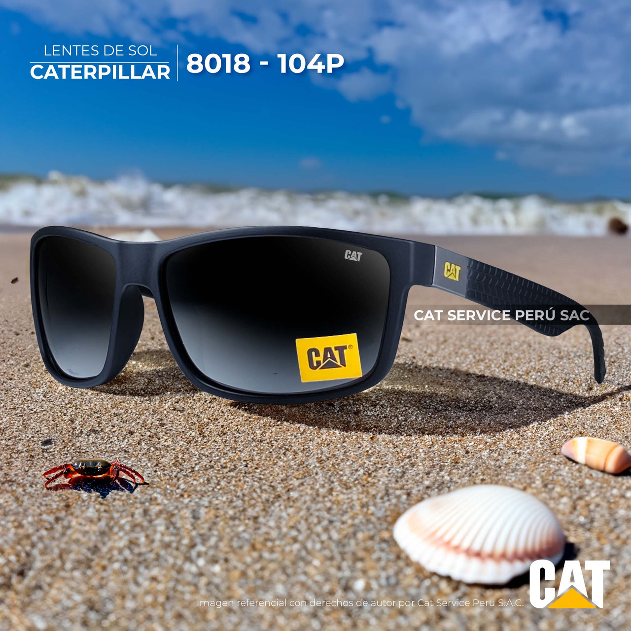 कैट सीटीएस-8018-104पी ध्रुवीकृत ब्लैक मून धूप का चश्मा 