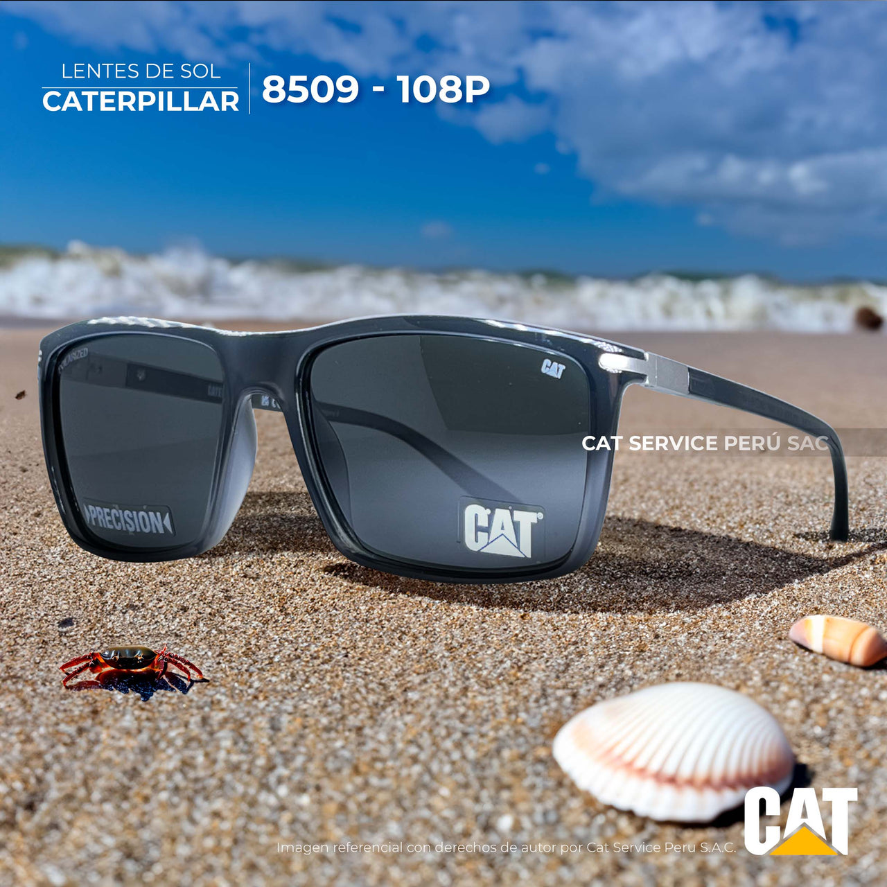 Cat CPS-8509-108P Opaque Gray Polarized Sunglasses 