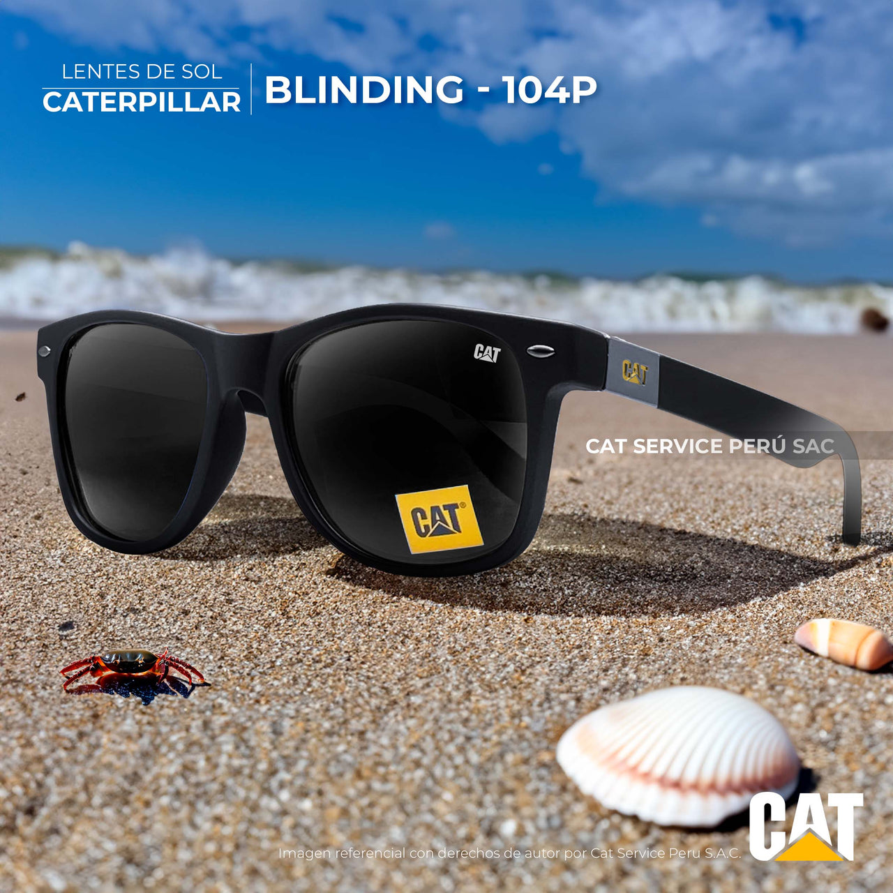 Cat CTS Blinding 104P Moons Black Polarized Sunglasses 