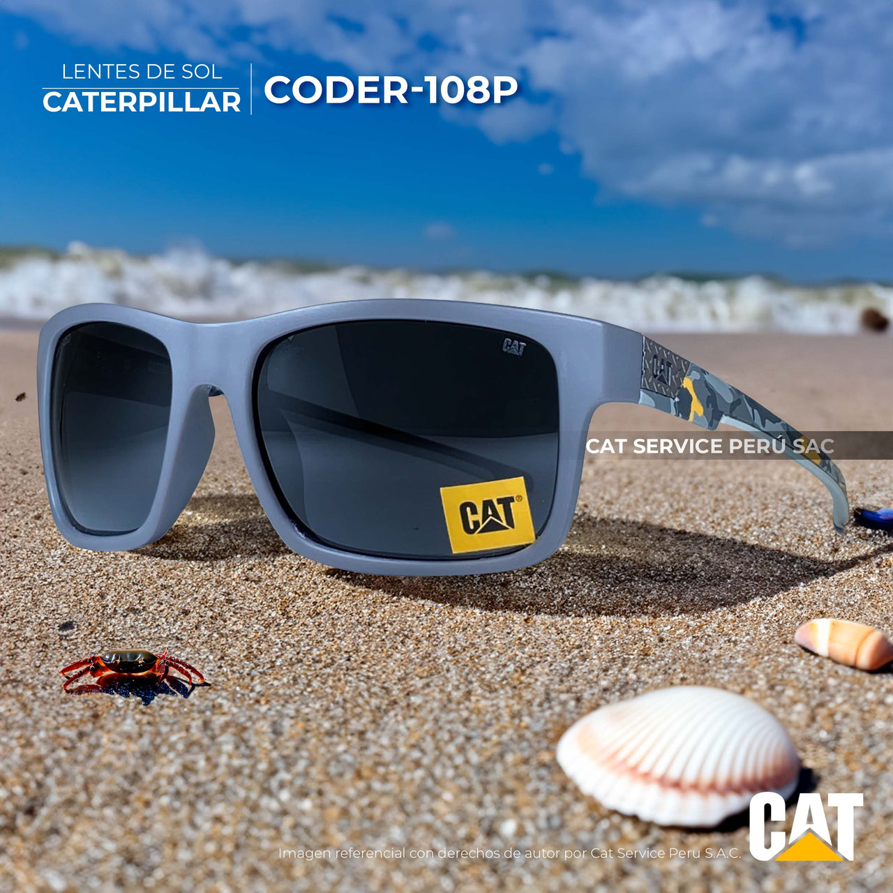 Cat CTS-CODER-108P Moons Black Polarized Sunglasses 