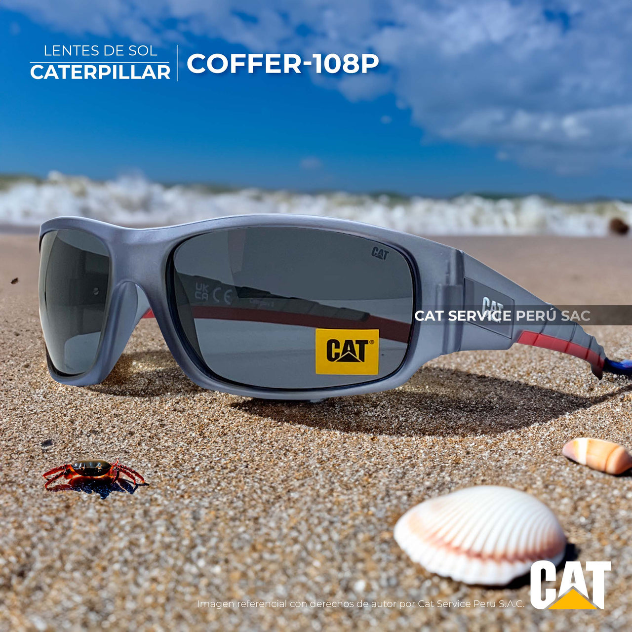 Cat CTS Coffer 108P Matte Gray Moons Polarized Sunglasses 