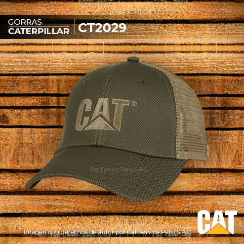 CT2029 Gorra Cat Olive Green With Overlay Mesh