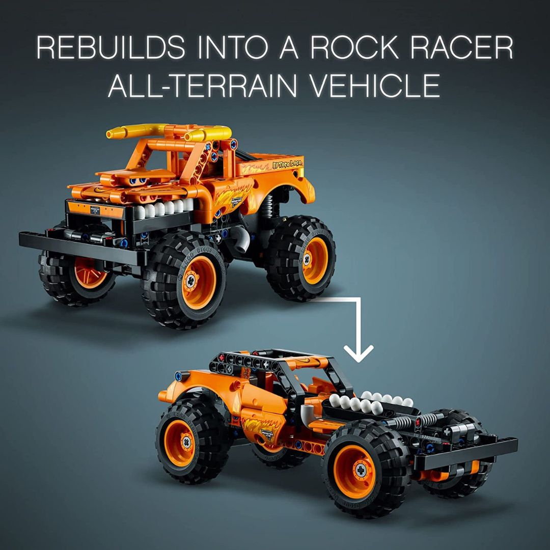 42135 LEGO Technic Monster Jam El Toro Loco & Auto Todoterreno Rock Racer 2 En 1 (247 Piezas)