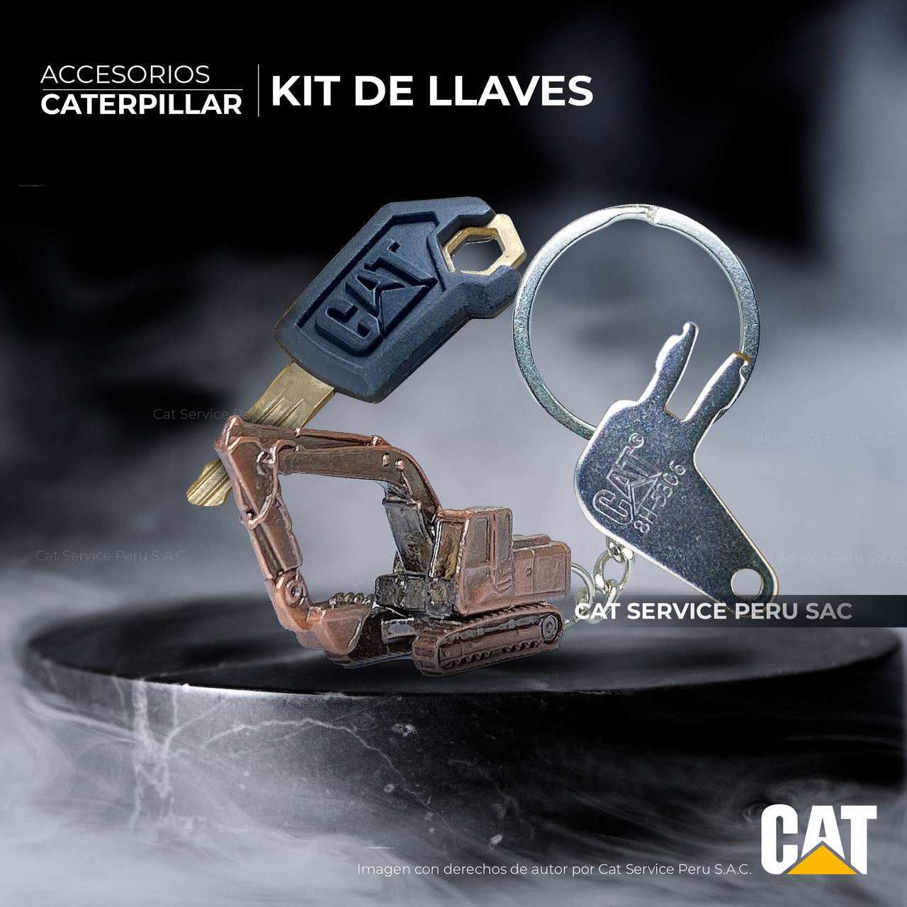 Caterpillar Excavator Keychain Kit (Master Key + Starter Key)