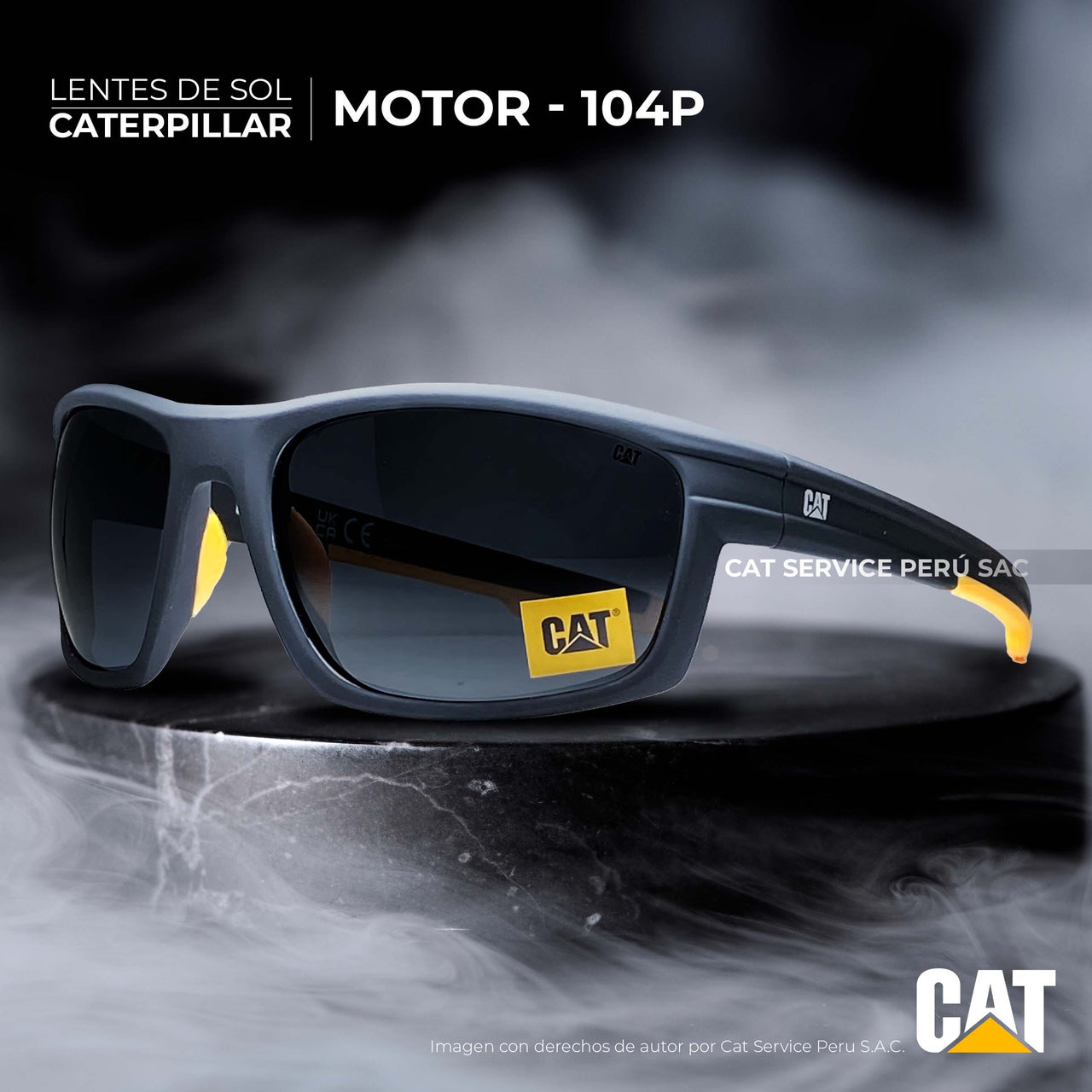 Cat CTS Motor 104P Sunglasses Black Polarized Moons 