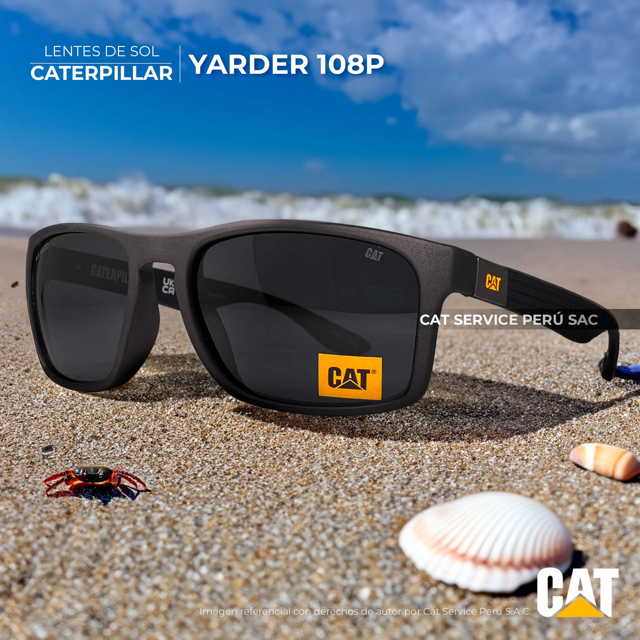 Cat CTS-YARDER-108P Moons Black Polarized Sunglasses 