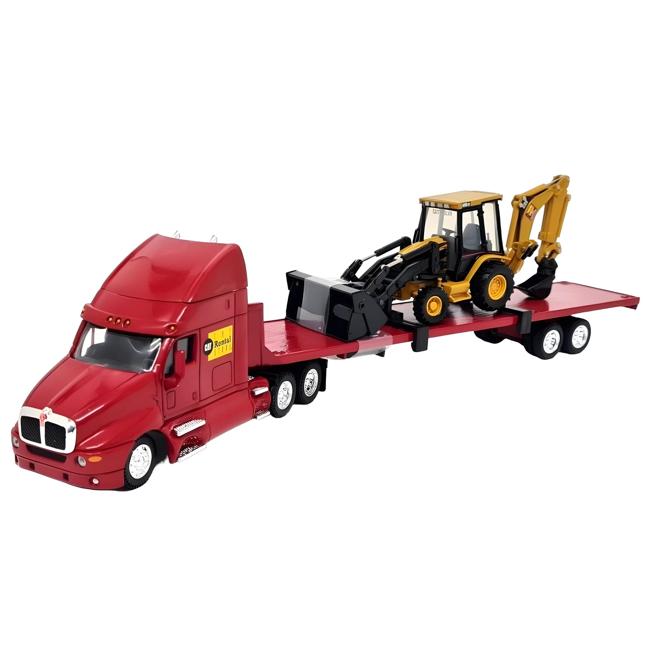 55117 Caterpillar Low Bed &amp; Caterpillar 420D IT Backhoe 1:50 Scale (Discontinued Model)
