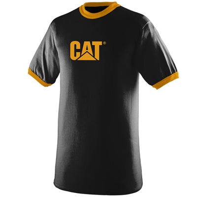 CT9132 Black Cat Polo for Boys with Gold Ringer Trim and Logo 