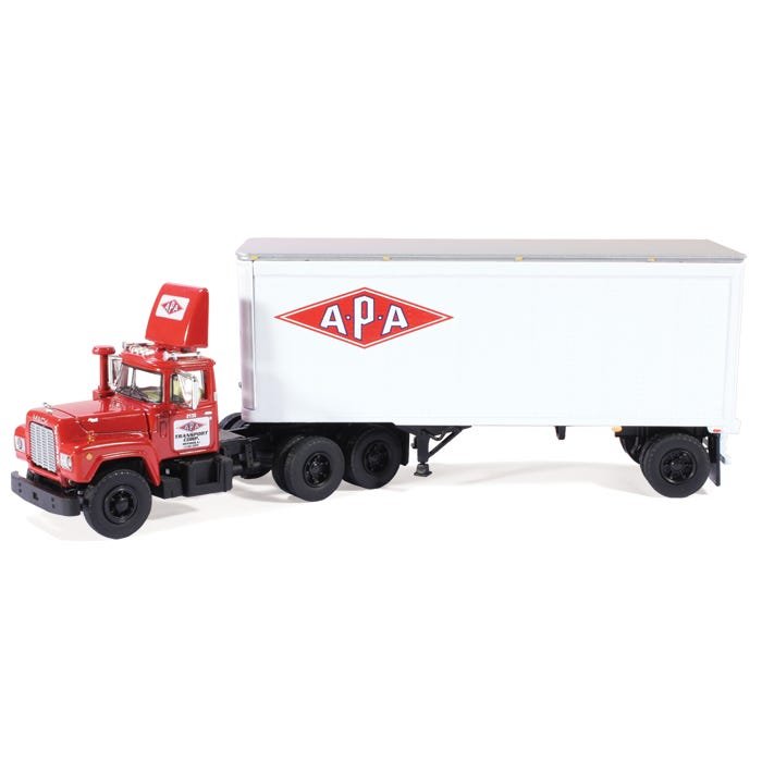 60-0255 Mack R-Model Day Cab 28' Trailer APA Transport Scale 1:64 (Discontinued Model)