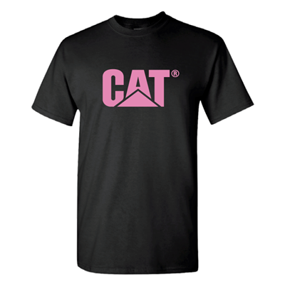 Polo Cat Negro de Dama con logo Rosa