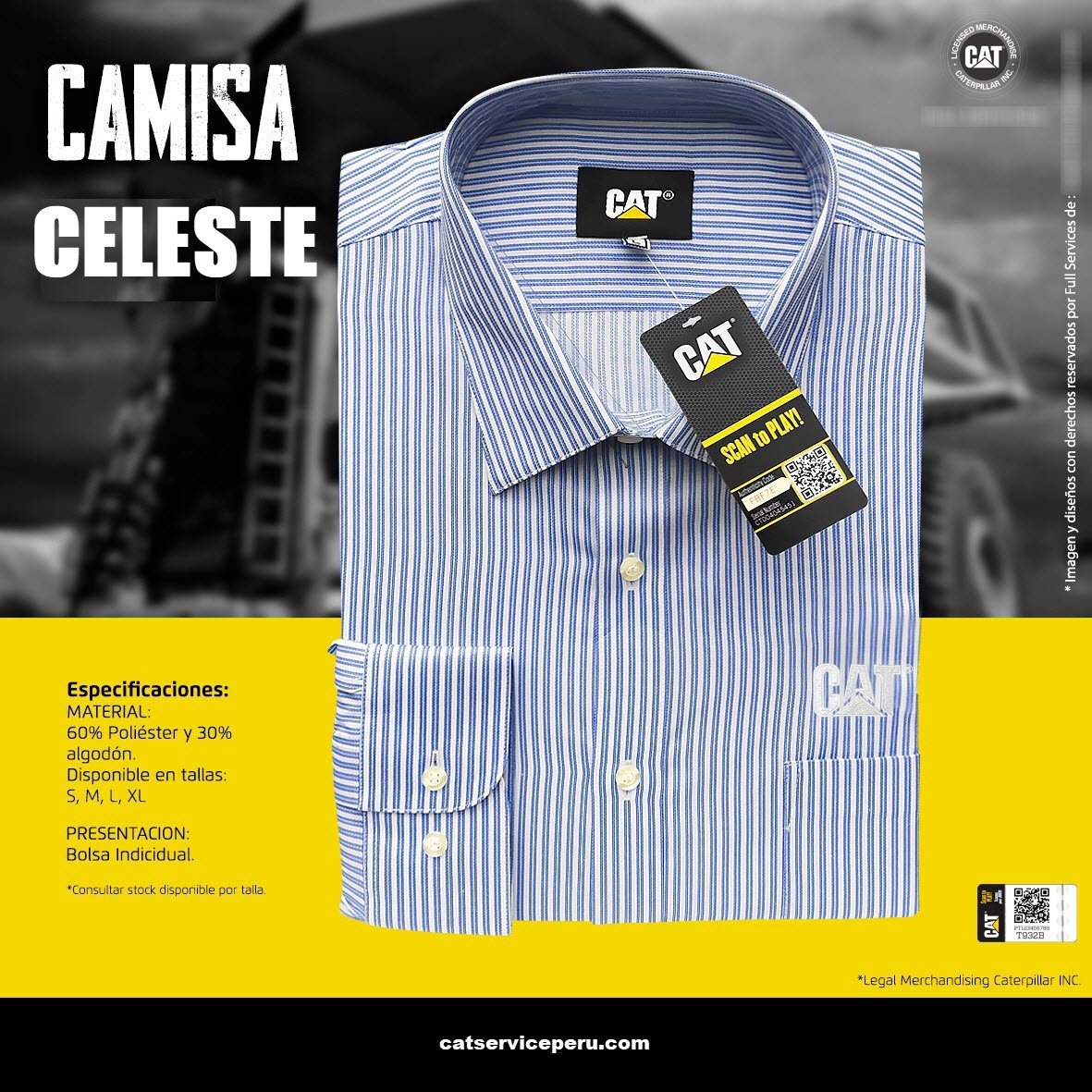 Camisa Celeste Manga Larga Caterpillar - CAT SERVICE PERU S.A.C.