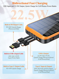 Thumbnail for Cargador Portátil Solar ZONHOOD 38,800 mAh. Carga Rápida Inalambrica & USB Compatible con iPhone & Multi Entrada - CAT SERVICE PERU S.A.C.