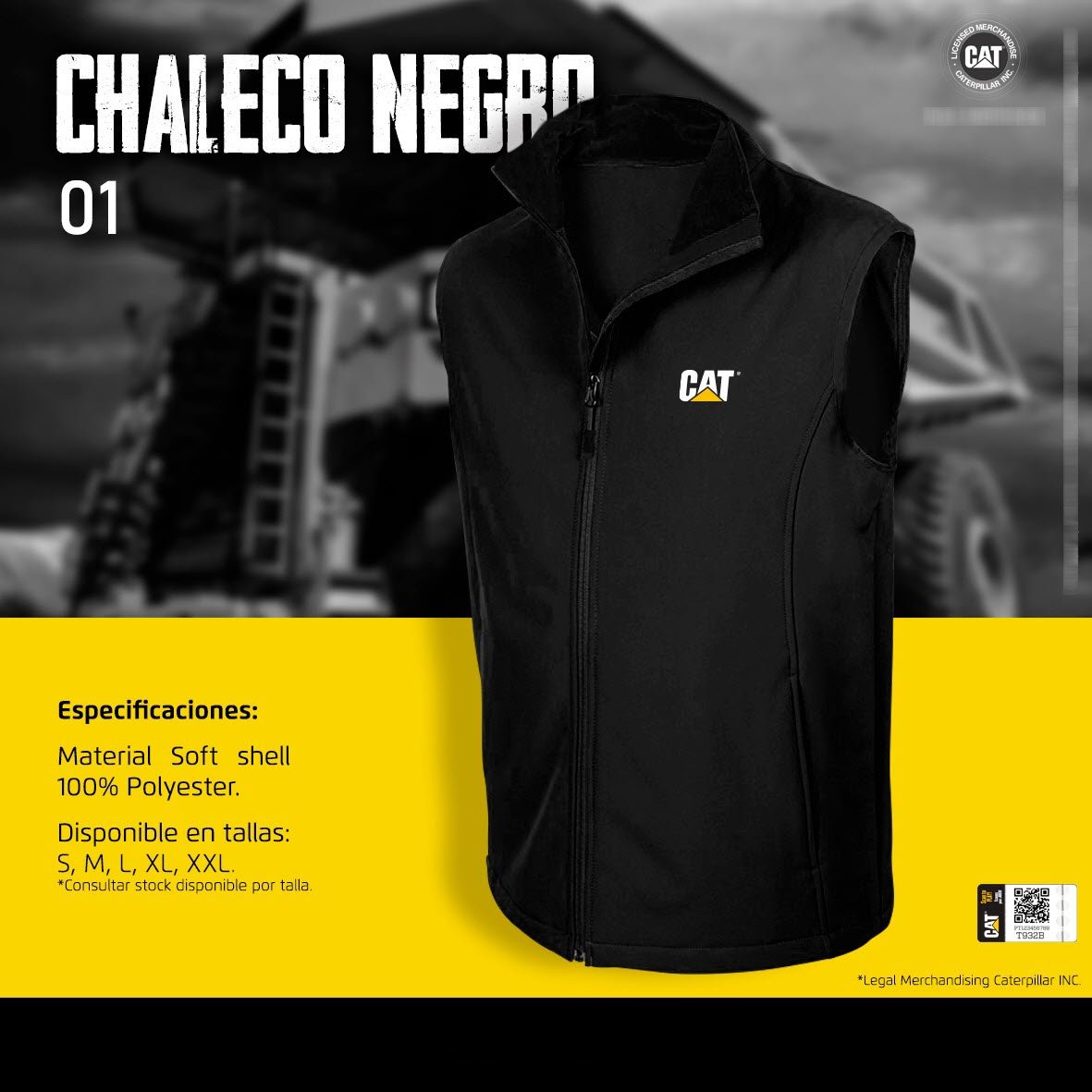 Chaleco Cat Negro Type 1 - CAT SERVICE PERU S.A.C.