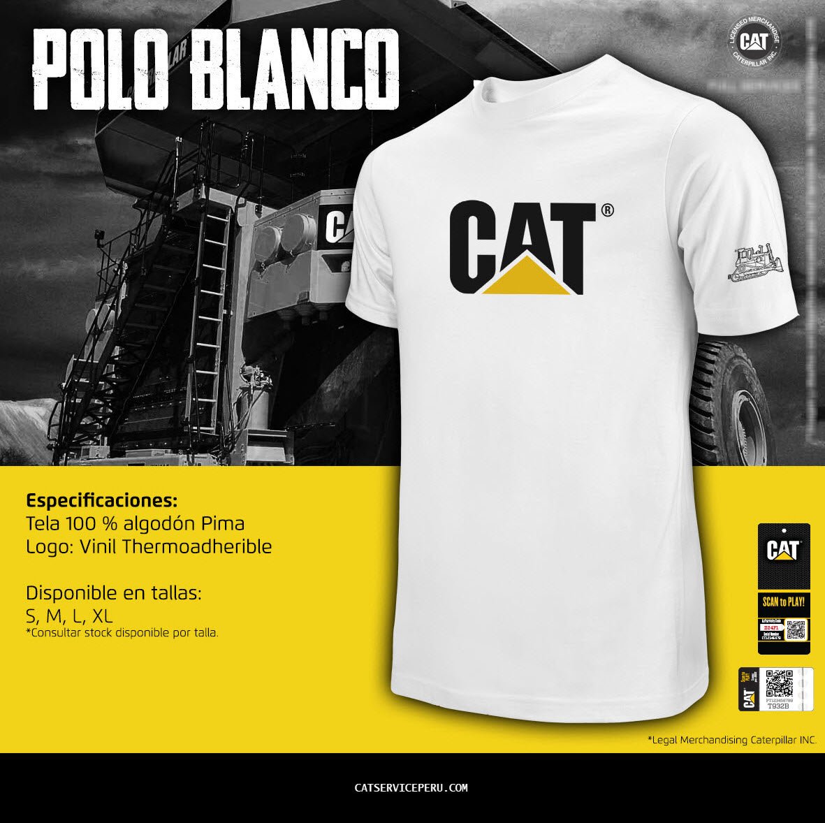 Polo Cat Blanco - CAT SERVICE PERU S.A.C.