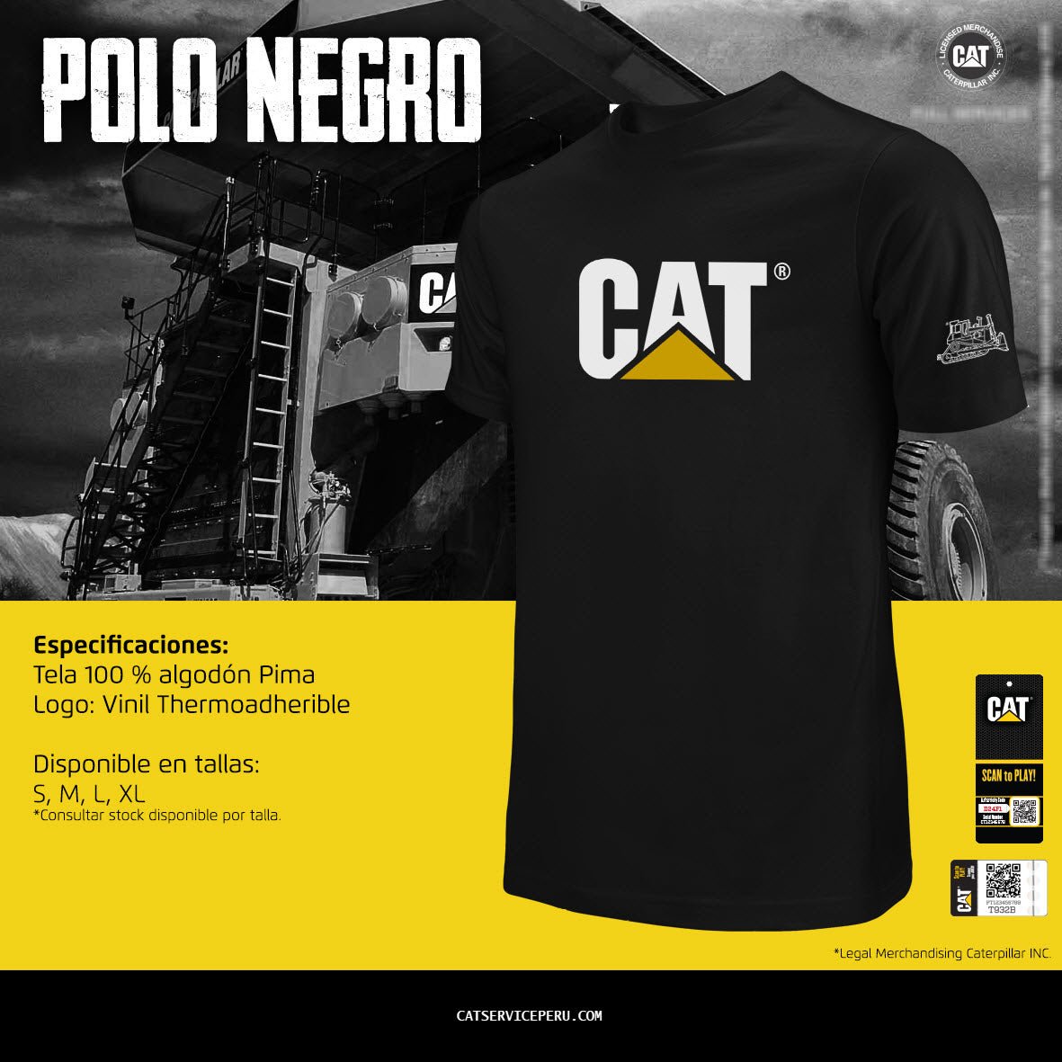 Polo Cat Negro - CAT SERVICE PERU S.A.C.