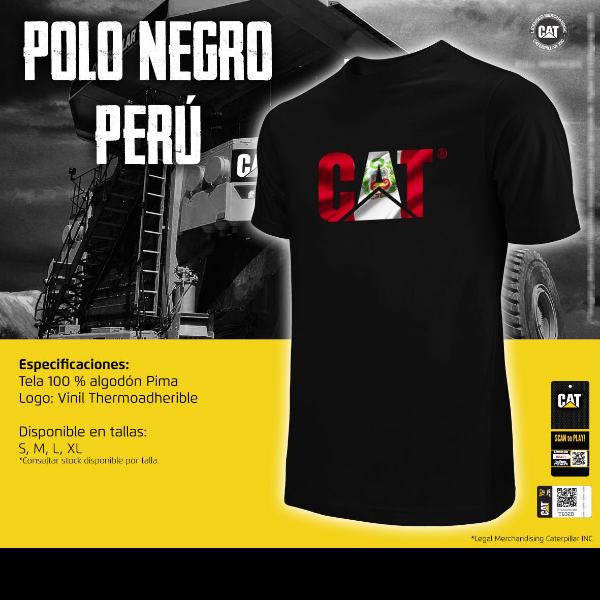Polo Cat Negro - Perú (Edición Limitada) - CAT SERVICE PERU S.A.C.