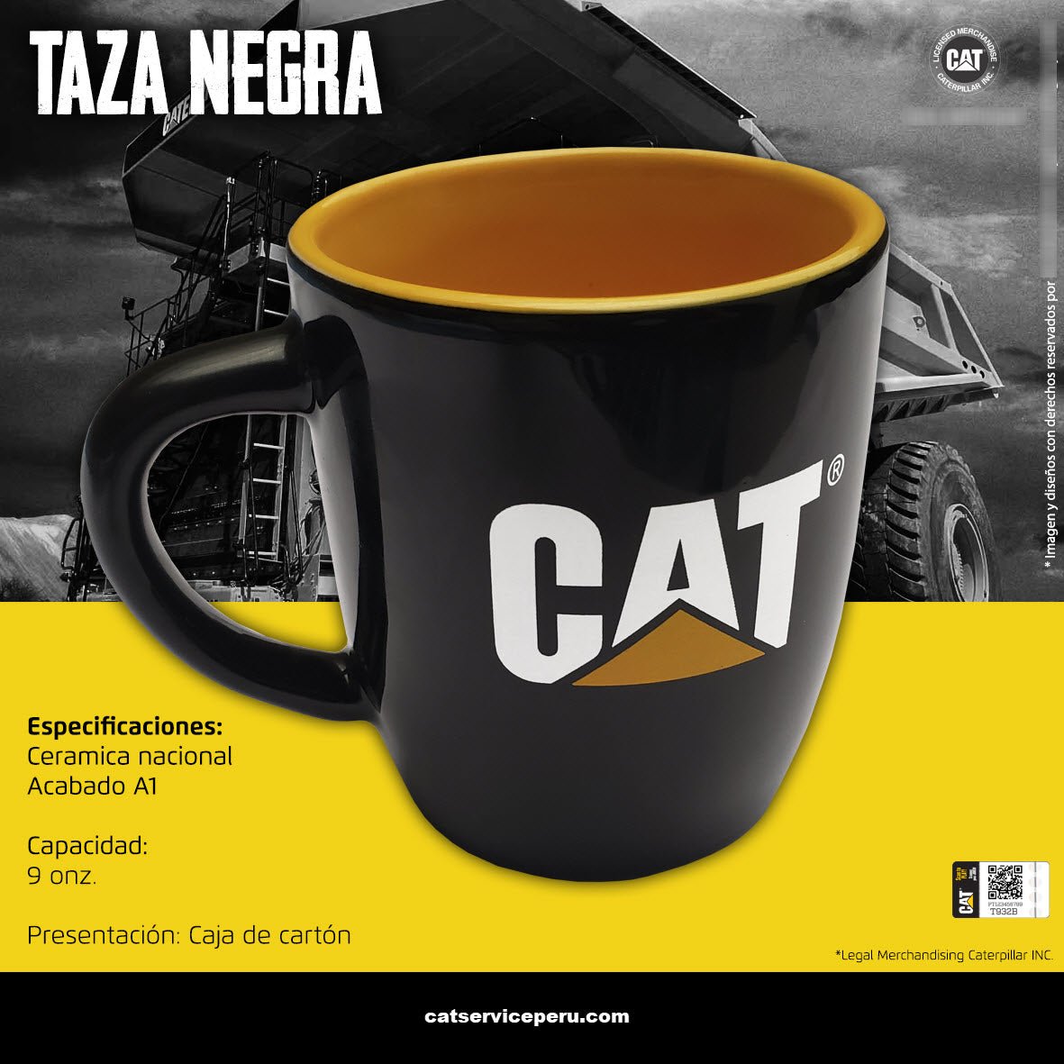 Taza Negra Cat Tipo 1 - CAT SERVICE PERU S.A.C.